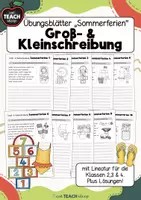 Vorschau - Arbeitsblätter - Groß- und Kleinschreibung Übungsblätter - Sommerferien - Deckblatt