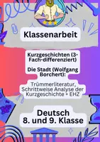 Vorschau - Fördermaterial/Inklusion - Kurzgeschichten Klasse 8/9 | Klassenarbeit - Deckblatt