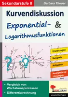 Vorschau - Arbeitsblätter - Kurvendiskussion Exponential- und Logarithmusfunktionen | Kurvenuntersuchung, e-Funktion, Ableitung, Wachstumsprozesse, Differentialrechnung | Mathematik Sekundarstufe I II Klasse 9-13 Lösungen - Deckblatt