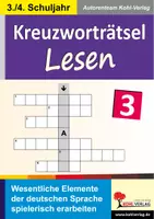 Vorschau - Arbeitsblätter - Kreuzworträtsel Lesen | Lesetexte, sinnerfassendes Lesen, Lesekompetenz, Rätsel, Allgemeinwissen | Deutsch Grundschule Klasse 3-4 Lösungen - Deckblatt