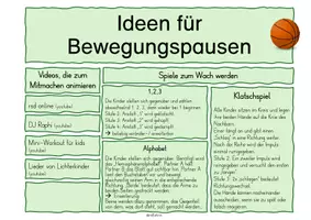 Vorschau - Spiele - Bewegungspause - Ideen für eine schnelle Pause zwischendurch - Deckblatt