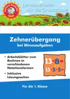 Vorschau - Arbeitsblätter - Zehnerübergang bei Minusaufgaben - Krabbelfix - Deckblatt