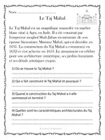 Aperçu - Feuilles d'exercices - Compréhension de lecture - Monuments du monde (10 textes) - Page 2