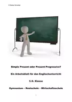 Vorschau - Arbeitsblätter - Present Simple & Progressive | Englisch | Arbeitsblatt | 5. Klasse - Deckblatt