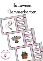 Vorschau - Stationenlernen - Halloween Klammerkarten für Englisch - Deckblatt
