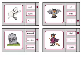 Vorschau - Stationenlernen - Halloween Klammerkarten für Englisch - Seite 1