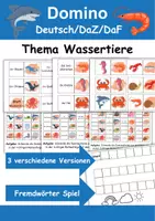 Vorschau - Arbeitsblätter - Tiere im Wasser Domino DaZ/DaF, Deutsch (Grundschule) - Fremdwörter - Deckblatt