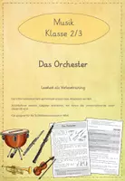 Vorschau - Arbeitsblätter - Leseübungen zum sinnentnehmenden Lesen: Das Orchester - Deckblatt