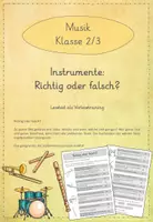 Vorschau - Arbeitsblätter - Leseübungen zum sinnentnehmenden Lesen: Instrumente - Deckblatt