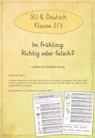 Vorschau - Arbeitsblätter - Leseübungen zum sinnentnehmenden Lesen: Richtig oder falsch? (Frühling) - Deckblatt