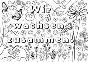 Vorschau - Mal- und Bastelvorlagen - Gemeinschaftsbild Wir wachsen zusammen / Poster - Seite 1