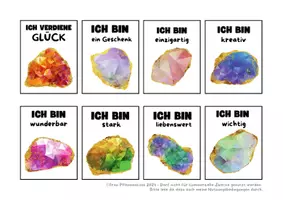 Vorschau - Anderer Materialtyp - Mutmachkarten Kristalle & Edelsteine | Positive Affirmationen für mehr Selbstvertrauen | Klasse 5–7 - Seite 2