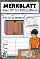 Vorschau - Merkblätter - Merkblatt Unbestimmte Artikel "Was ist im Mäppchen?" Meine Schulsachen - Grammatik DaZ / DaF / Deutsch - Deckblatt