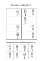Vorschau - Arbeitsblätter - Schultüten-Sudoku zum Ausschneiden + Ausmalen / Einschulung - Seite 2