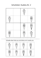 Vorschau - Arbeitsblätter - Schultüten-Sudoku zum Ausschneiden + Ausmalen / Einschulung - Seite 3