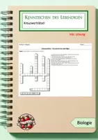 Vorschau - Arbeitsblätter - Kreuzworträtsel: Kennzeichen des Lebendigen - Deckblatt