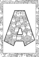 Vorschau - Mal- und Bastelvorlagen - Katzen Buchstaben und Satzzeichen Ausmalbilder - Seite 2