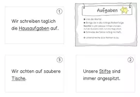 Vorschau - Aufgabenkarten - Schüttelsätze "Schulleben" Klassenregeln und Dienste - Seite 3