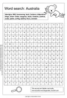 Vorschau - Arbeitsblätter - Word Search Australia - Australia Suchsel - Wörtersuche Australien - Seite 1