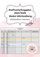 Vorschau - Lehrpläne/Lehrermaterial - Stoffverteilungsplan/Jahresplan für das Schuljahr 2024/2025 Baden-Württemberg - Deckblatt