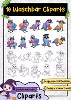 Vorschau - selbst erstellte Cliparts/Grafiken - Waschbär Clipart Set - Waschbären Illustration (Tiere Cliparts) - Deckblatt