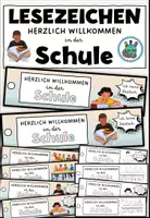 Vorschau - Mal- und Bastelvorlagen - Lesezeichen "Herzlich willkommen in der Schule" Willkommensgruß / Willkommensgeschenk Schuljahresanfang - Deckblatt