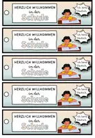Vorschau - Mal- und Bastelvorlagen - Lesezeichen "Herzlich willkommen in der Schule" Willkommensgruß / Willkommensgeschenk Schuljahresanfang - Seite 1