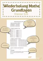 Vorschau - Arbeitsblätter - Wiederholung Mathe Klasse 5/6 schriftliche Grundrechenarten - Deckblatt