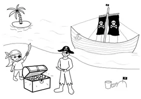 Vorschau - Arbeitsblätter - Piratenbild: Fehlersuche & Ausmalbild - Seite 1