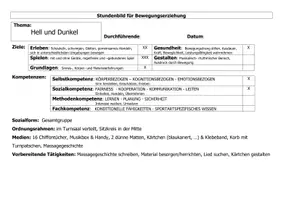 Vorschau - Stundenentwürfe - Stundenbild Sportunterricht - Deckblatt