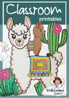 Vorschau - Mal- und Bastelvorlagen - Lama & Alpaka Fensterbild: Bastelvorlage für Kunstunterricht Klasse 1-4 (Sommer basteln / Kakteen-Deko / Klappkarte / Themenwand) - Deckblatt