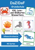 Vorschau - Spiele - XXL Lesekarten/Bildkarten Tiere im Wasser Silben - DaZ/DaF, Deutsch (Grundschule) - Deckblatt