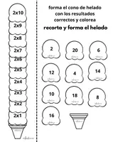Vista previa - Hojas de trabajo - multiplicaciones de helados - página 2