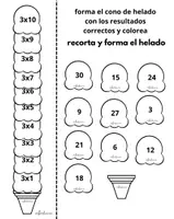 Vista previa - Hojas de trabajo - multiplicaciones de helados - página 3