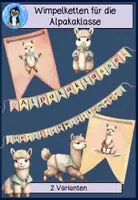 Vorschau - Poster - Wimpelketten Alpakaklasse – Klassentier Lama/Alpaka – Herzlich Willkommen Deko zum Schulstart & Einschulung🦙 - Deckblatt