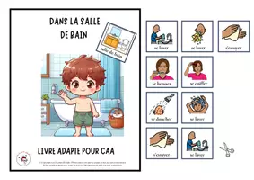 Aperçu - Feuilles d'exercices - Livre Adapté en CAA, Dans la salle de bain Les verbes d'hygiène - Page de couverture