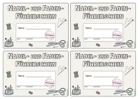 Vorschau - Arbeitsblätter - Nadel- und Faden-Führerschein・Selbstlernheft・nähen lernen・Arbeitsheft mit praktischen Übungen - Seite 1