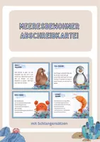 Vorschau - Aufgabenkarten - Abschreibkartei Meeresbewohner - Deckblatt