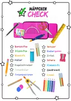 Vorschau - Arbeitsblätter - Mäppchen Check meine Schulsachen Schulstart, Federmäppchen Checkliste Etui Federmappen - Seite 2