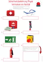 Vorschau - Arbeitsblätter - Physik / Biologie / Chemie / NW - Sicherheit im Fachraum / Verhalten im Notfall: 3 Arbeitsblätter (voll anpassbar) - Seite 1