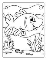 Aperçu - Apprentissages en autonomie - Livre de coloriage de poissons imprimable pour enfants - Page 1