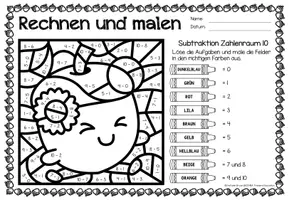 Vorschau - Arbeitsblätter - Rechen-Mal-Blätter - Subtraktion ZR 10 | Paket (Jahreszeiten) - Seite 1