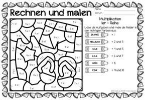 Vorschau - Arbeitsblätter - Rechen-Mal-Blätter - Multiplikation (Sommer) - Seite 1