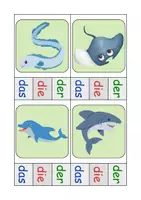 Vorschau - Spiele - Tiere im Wasser Klammerkarten mit Lösung - DaZ/DaF, Deutsch (Klasse 1 und 2) - Seite 1
