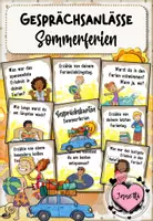 Vorschau - Aufgabenkarten - Sommerferien Reflexion | Erzählkarten / Gesprächskarten - Deckblatt