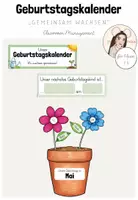 Vorschau - Mal- und Bastelvorlagen - Classroom-Management: Geburtstagskalender für die Grundschule (Blumen/"Gemeinsam wachsen") - Deckblatt