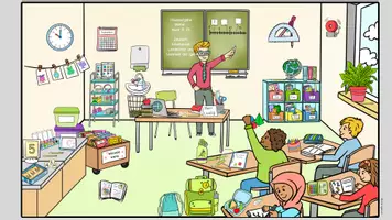 Vorschau - Arbeitsblätter - Wimmelbild Suchbild Schule, Klassenzimmer, Sprachförderung, Lesen - Seite 2