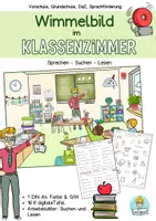 Vorschau - Arbeitsblätter - Wimmelbild Suchbild Schule, Klassenzimmer, Sprachförderung, Lesen - Deckblatt