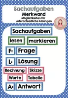 Vorschau - Poster - Sachaufgaben Merkwand - Möglichkeiten für Lösungen - Deckblatt