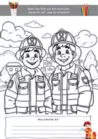 Vorschau - Mal- und Bastelvorlagen - Feuerwehr: kleine Ausmalübung - Seite 1